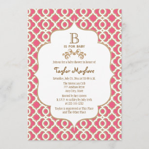 Invitación Baby Shower marroquí de oro rosado