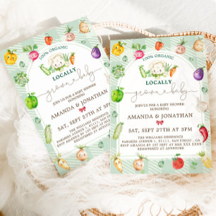 Invitación Baby Shower Mercado de Granjeros Bebés Cultivados