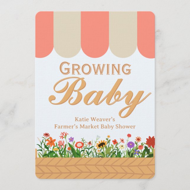 Invitación Baby Shower Mercado de Granjeros - Rosa  (Anverso)