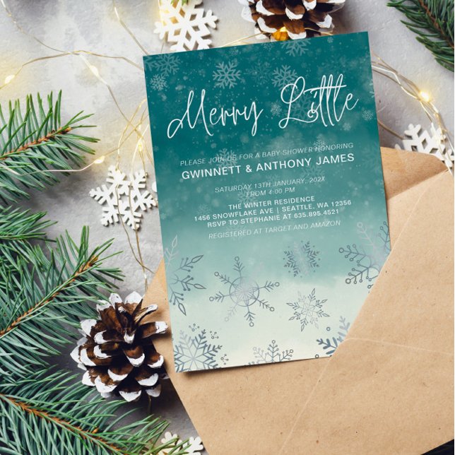 Invitación Baby Shower Merry Little Snowflakes (Subido por el creador)
