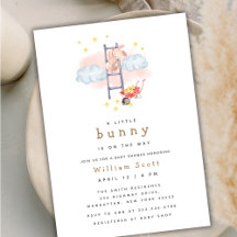Baby Shower Minimal Boho Watercolor Bunny Stars