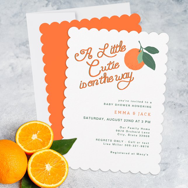 Invitación Baby Shower Minimal Cutie Clementine (Modern Little Cutie Baby Shower Invitation)