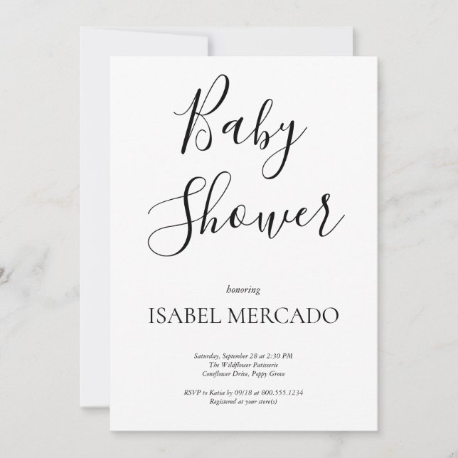 Invitación Baby Shower minimalista (Anverso)
