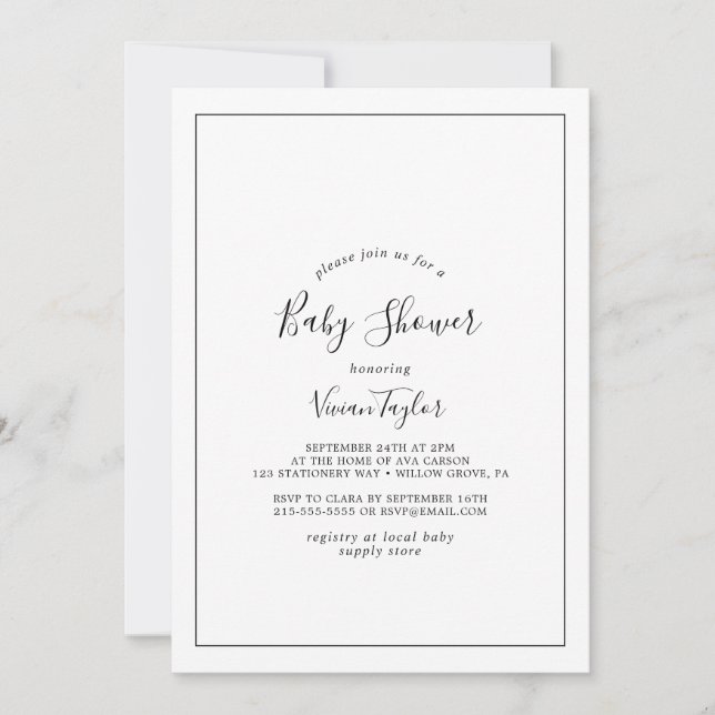 Invitación Baby Shower minimalista (Anverso)