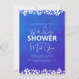 Invitación Baby Shower Minimalista Azul