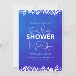 Invitación Baby Shower Minimalista Azul