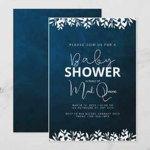 Invitación Baby Shower Minimalista azul oscuro