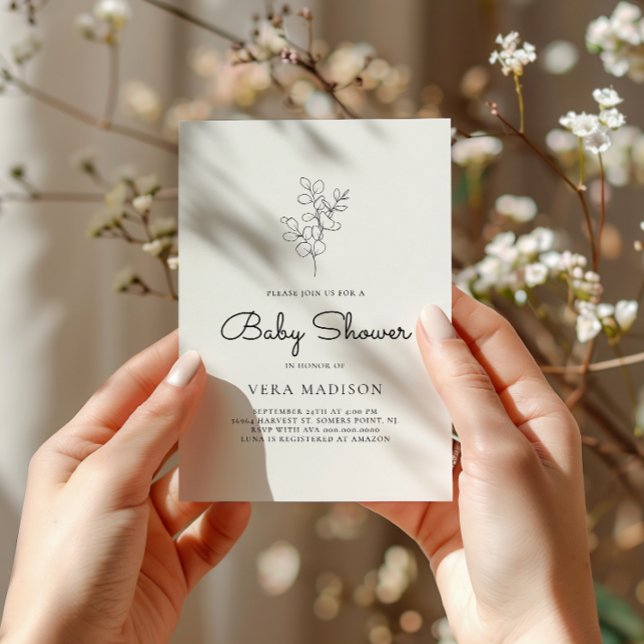 Invitación Baby Shower Minimalista blanco (Subido por el creador)