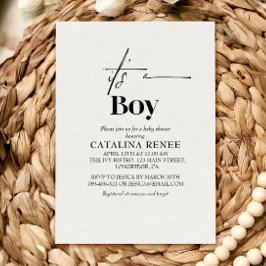 Invitación Baby Shower Minimalista blanco elegante