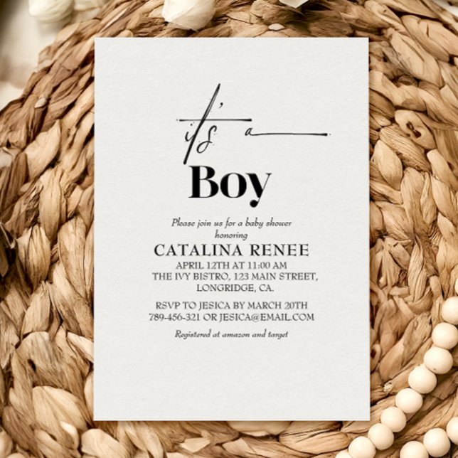 Invitación Baby Shower Minimalista blanco elegante (Subido por el creador)