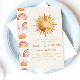 Invitación Baby Shower Minimalista Boho Arcoíris