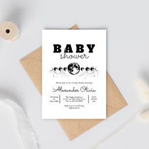 Invitación Baby Shower minimalista Celestial y Místico Moon