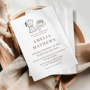 Invitación Baby Shower Minimalista con Tema de Café