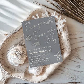 Invitación Baby Shower Minimalista Costera “Te Veré Pronto Be
