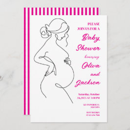 Invitación Baby Shower Minimalista de embarazo de línea