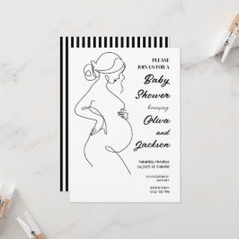 Invitación Baby Shower Minimalista de embarazo de línea