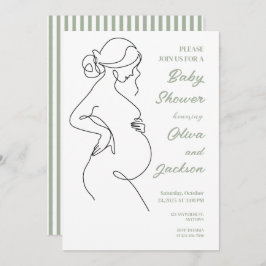 Invitación Baby Shower Minimalista de embarazo de línea