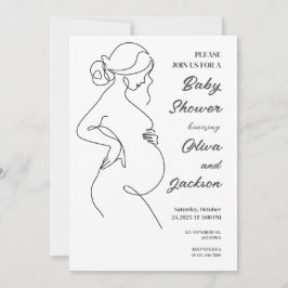 Invitación Baby Shower Minimalista de embarazo de línea