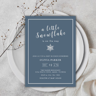 Invitación Baby Shower minimalista de invierno con copo de ni