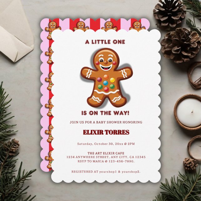 Invitación Baby Shower minimalista de Little One Gingbread (Subido por el creador)