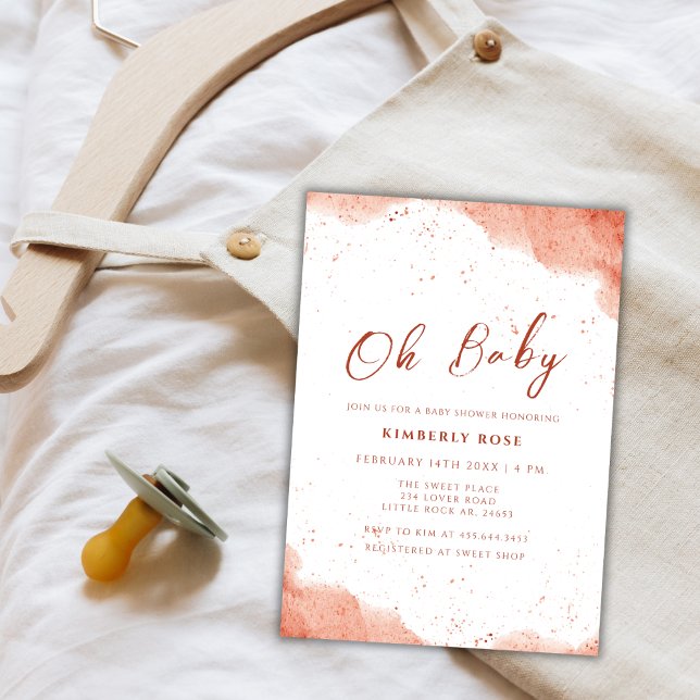 Invitación Baby Shower minimalista del desierto de Terracotta (Minimalist Terracotta Boho Desert Baby Shower Invitation)