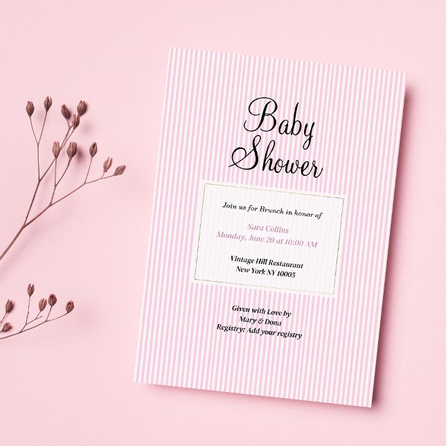 Invitación Baby Shower minimalista geométrico simple rosa bla (Geometric simple white pink minimalist Baby Shower )