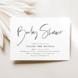 Invitación Baby Shower Minimalista moderno simple manuscrito<br><div class="desc">Esta sencilla y elegante invitación a la ducha para bebés incluye un guión de estilo manuscrito con los detalles del evento a continuación.</div>