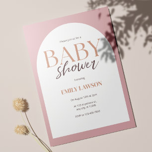 Invitación Baby Shower Minimalista Neutral de género rosa y p