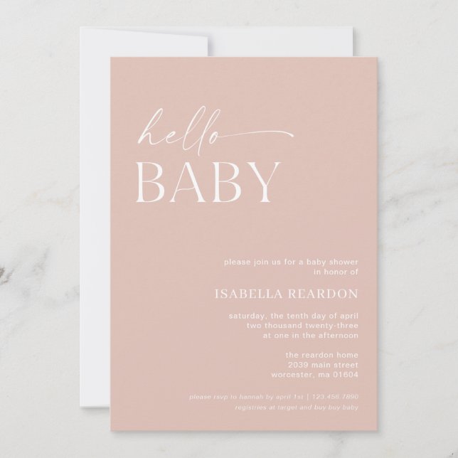 Invitación Baby Shower Minimalista para bebés (Anverso)