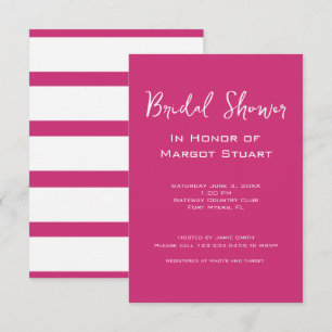 Invitación Baby Shower Minimalista Rosa Blanco Tiras Escritur
