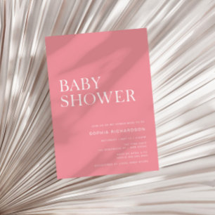 Invitación Baby Shower Minimalista rosado Rosa