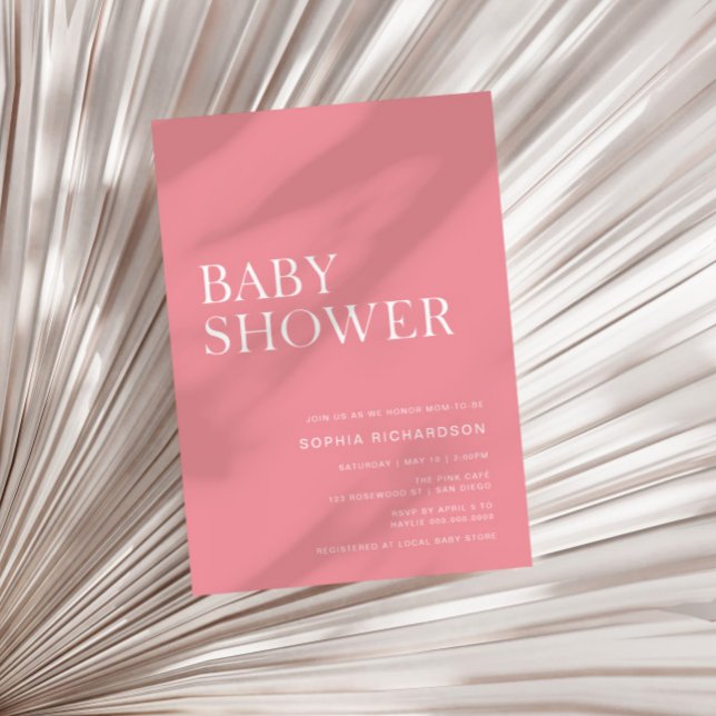 Invitación Baby Shower Minimalista rosado Rosa (Subido por el creador)