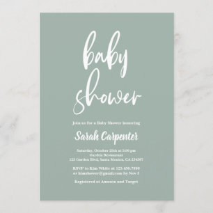 Invitación Baby Shower Minimalista verde sabio