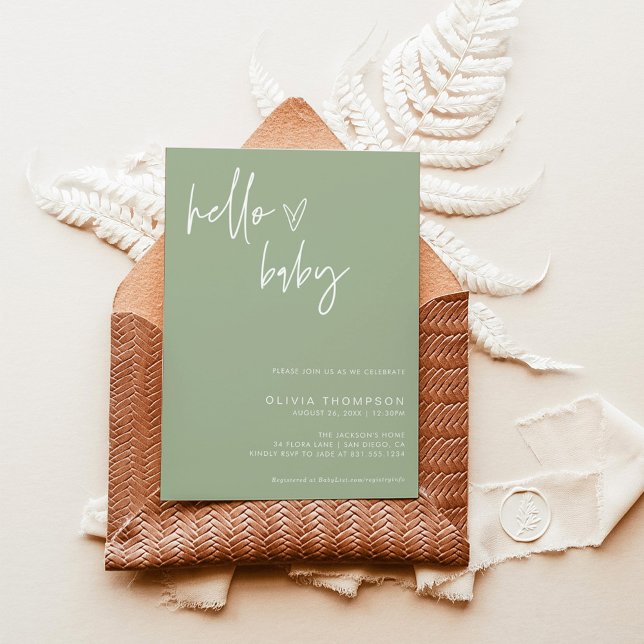 Invitación Baby Shower Minimalista verde | Sexo Neutral (Subido por el creador)