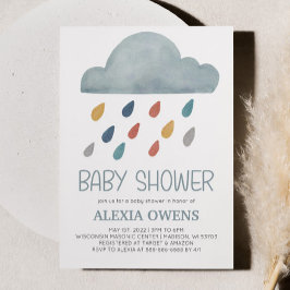 Invitación Baby Shower mínimo de lluvia arcoiris boho