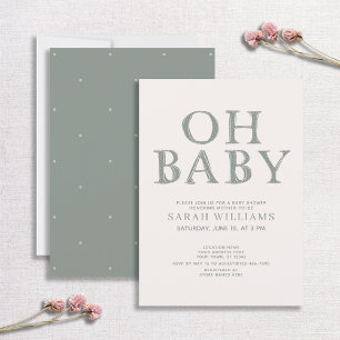Invitación Baby Shower mínimo de puntos verdes para niños