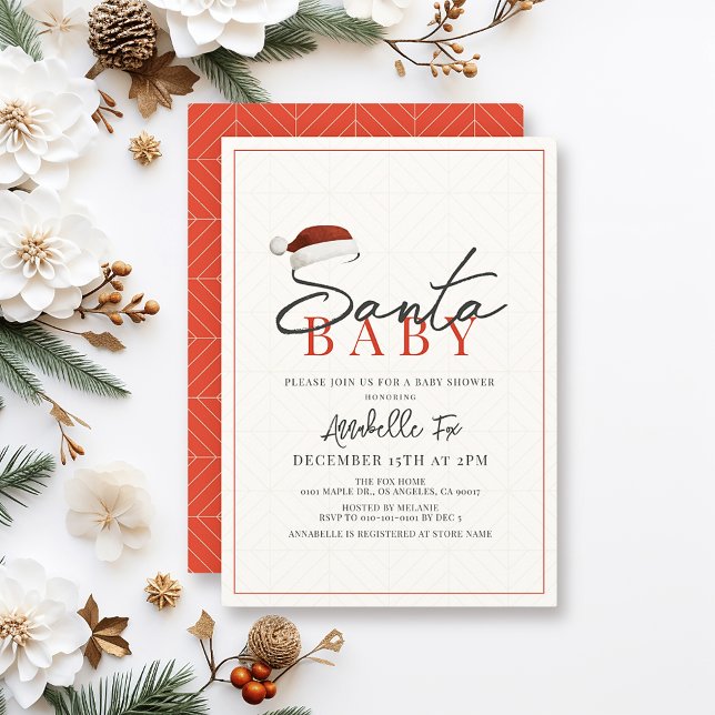 Invitación Baby Shower mínimo de vacaciones para Navidades de (Subido por el creador)