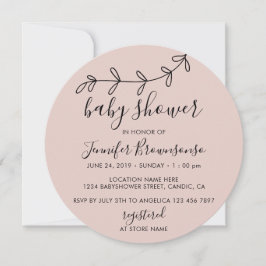 Invitación Baby Shower Mínimo Mínimo De Flor Boho Rosa Rubor