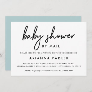 Invitación Baby Shower mínimo moderno por correo   Azul