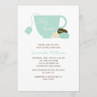 Baby Shower Mint Green Tea Cup y Macarons