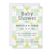 Baby Shower Mint Green y Yellow Checker