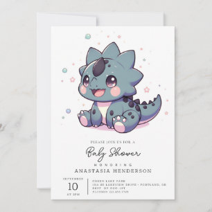 Invitación Baby Shower mítico de pequeños dinosaurios