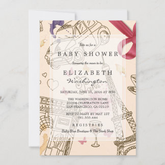 Invitación Baby Shower | Moda Asombrosa Rosa París & Bow