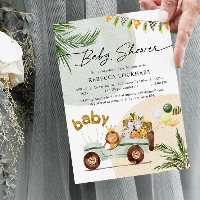 Invitación Baby Shower Modern Cute Animals (Subido por el creador)