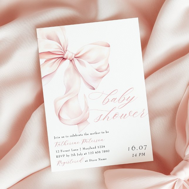 Invitación Baby Shower moderna de color rosa (Subido por el creador)