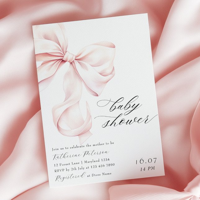 Invitación Baby Shower moderna de color rosa (Subido por el creador)