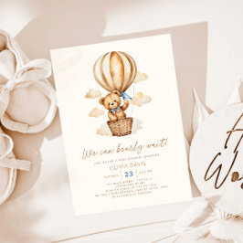 Invitación Baby Shower moderno beige Bear Boy