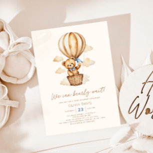 Invitación Baby Shower moderno beige Bear Boy