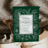 Baby Shower moderno Boho Emerald Floral Bouquet