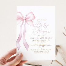 Baby Shower moderno Chica de Bow rosa